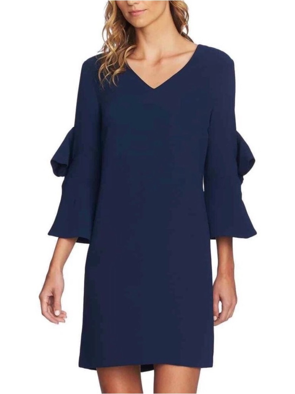 Cece navy blue bow embellished shift dress v-neck - 8